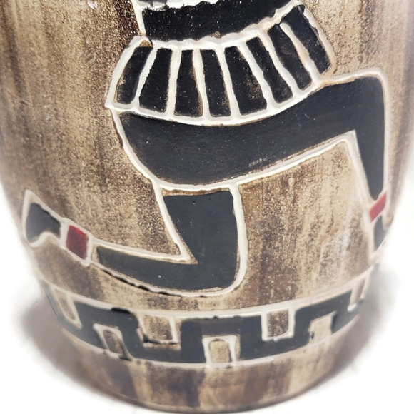 Vintage Motif Vase Egyptian Pharaoh Art Pottery Clay Earthenware 9" Hand Crafted - Picture 6 of 14